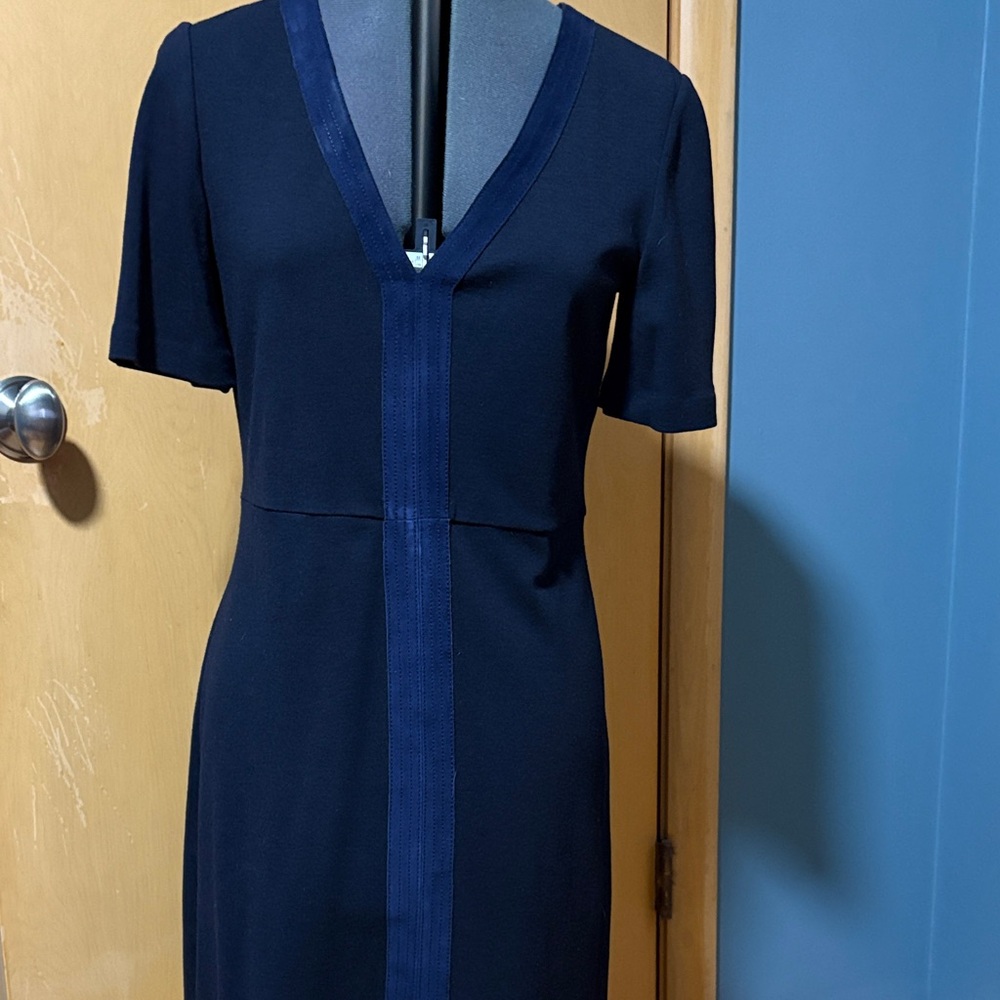 Tory Burch Midnight Blue V-Neck Midi Dress